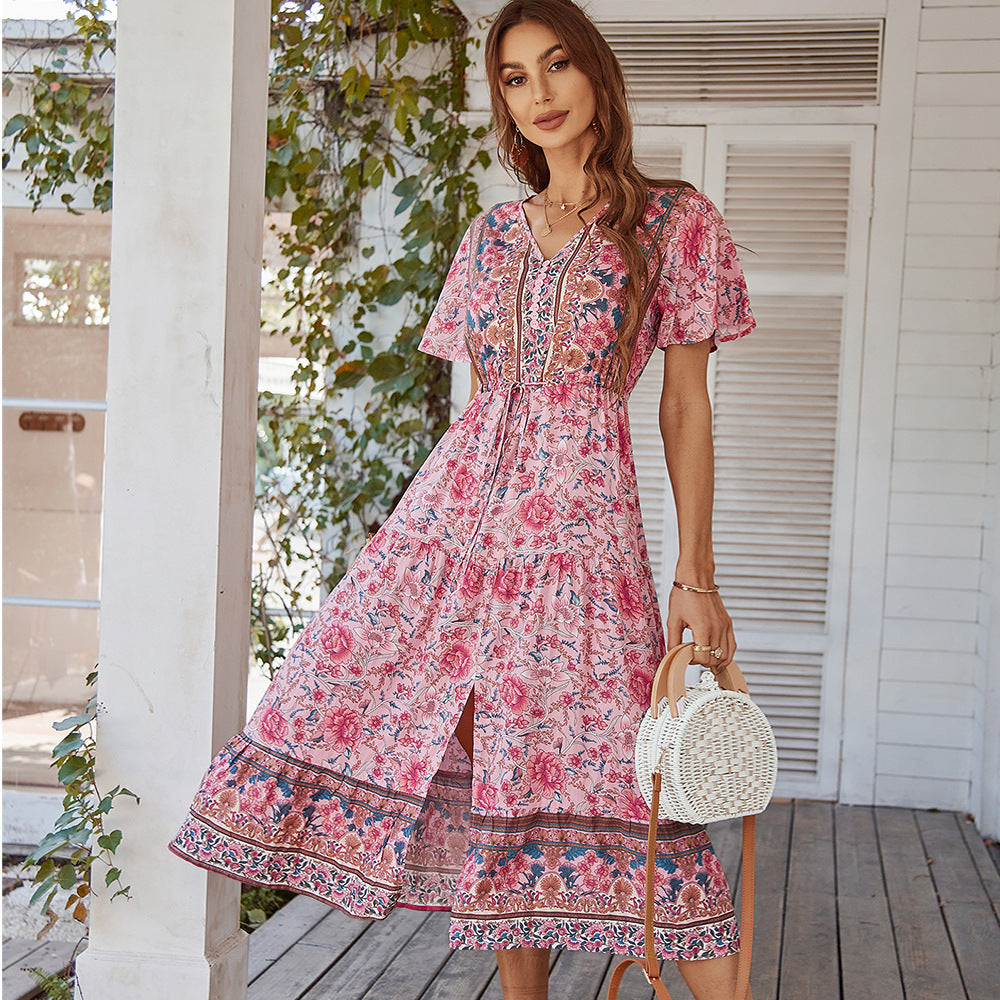 Hot Bohemian Summer Holiday Dresses-Dresses-Pink-S-Free Shipping at meselling99