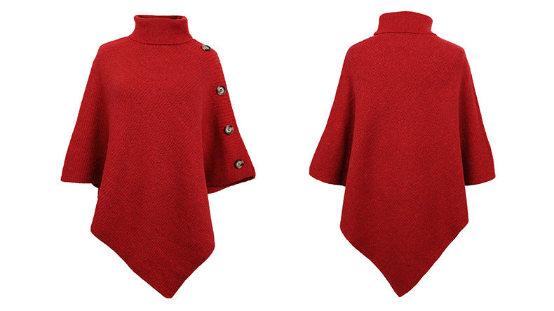 Winter High Neck Knitted Women Cape Coats-Shirts & Tops-Free Shipping at meselling99