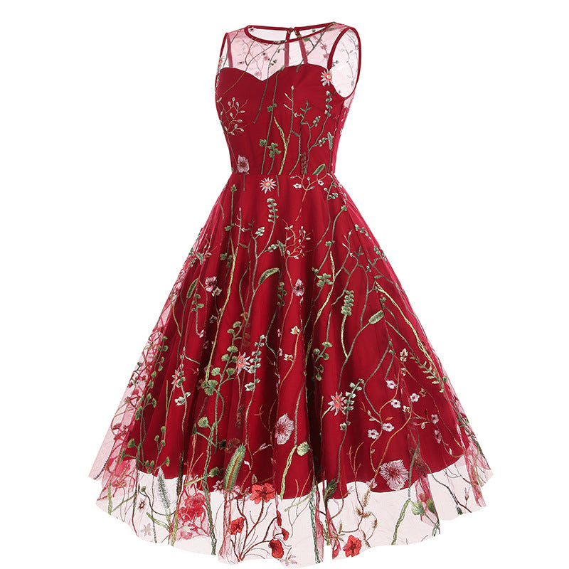 Vintage Sleeveless Embroidery Dresses-Dresses-Free Shipping at meselling99