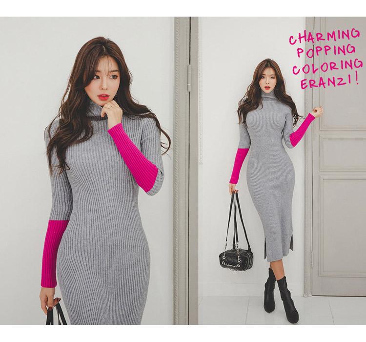 Sexy High Neck Knitted Elastic Long Dresses-Dresses-Free Shipping at meselling99
