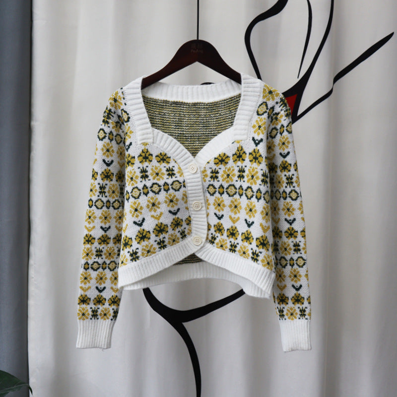 Vintage Designed Knitted Cardigan Sweaters-Shirts & Tops-White-One Size-Free Shipping at meselling99