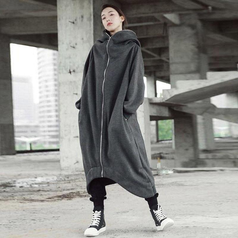 Creative Zipper Winter Long Hoodies Outerwear for Women-Outerwear-Free Shipping at meselling99
