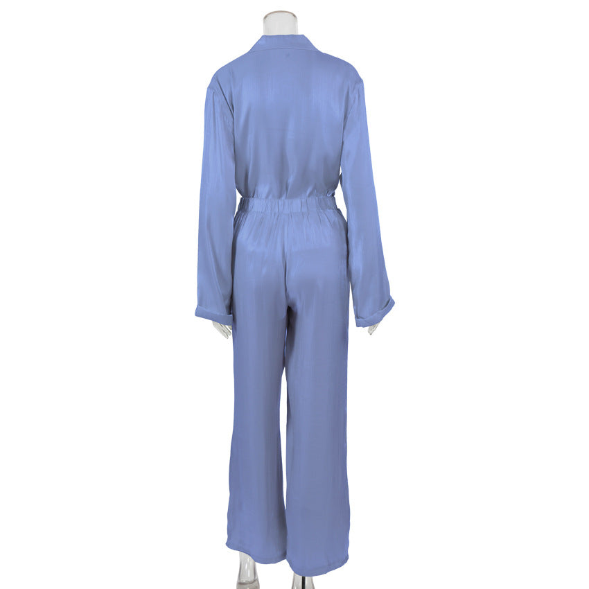 Classy Casual Women Long Sleeves Shirts and Wide Leg Pants-Suits-Free Shipping at meselling99