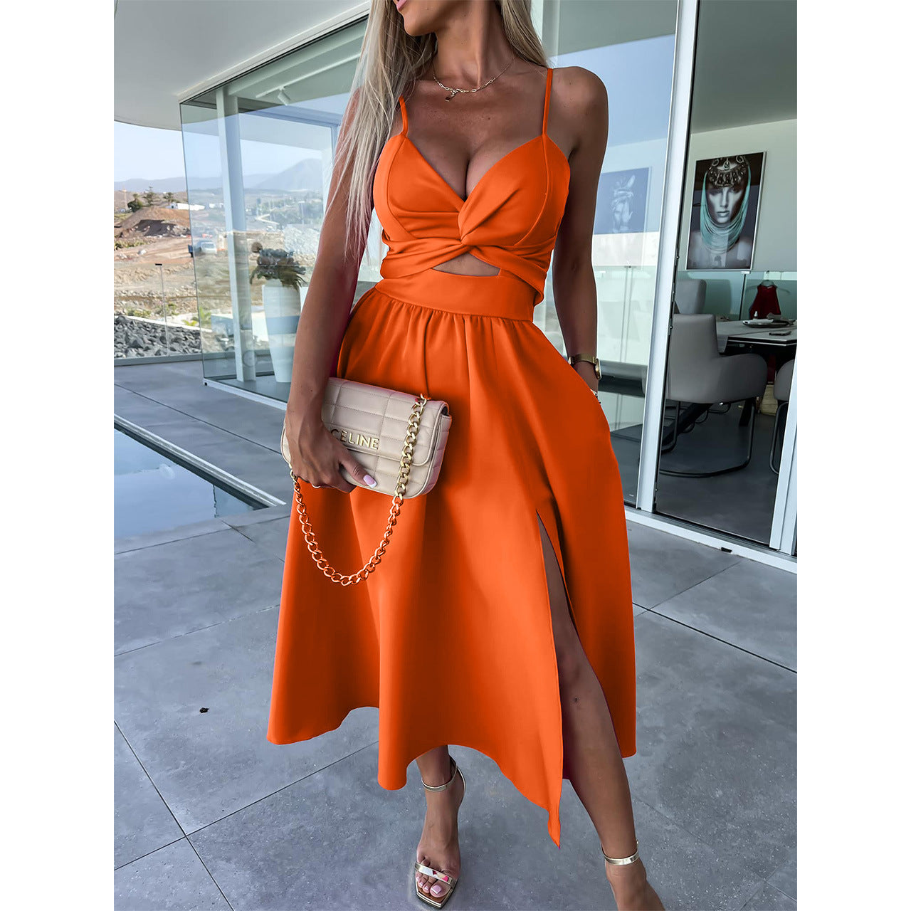 Sexy Summer Split Front Long Dresses-Dresses-Orange-S-Free Shipping at meselling99