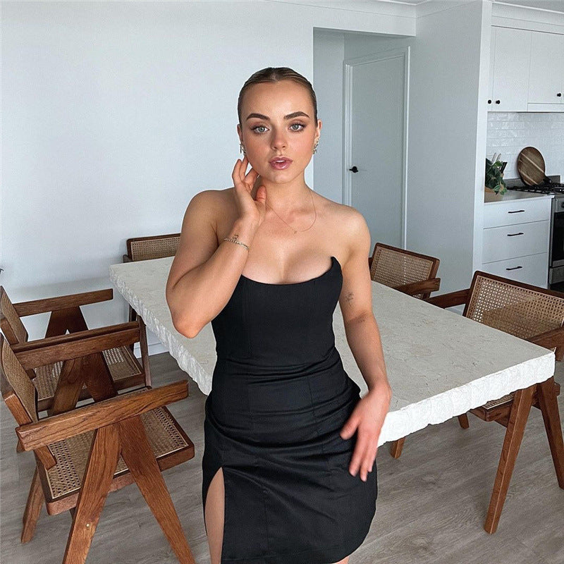 Sexy Off The Shoulder Strapless Mini Black Dresses-Dresses-Free Shipping at meselling99