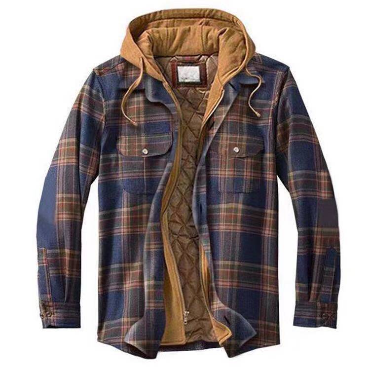 Long Sleeves Plaid Hoodies Winter Overcoat for Men-Men's Coat-Style8-S-Free Shipping at meselling99