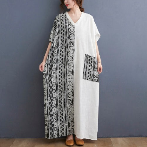 Vintage Pocket Design Plus Sizes Long Cozy Dresses-Dresses-White-One Size-Free Shipping at meselling99