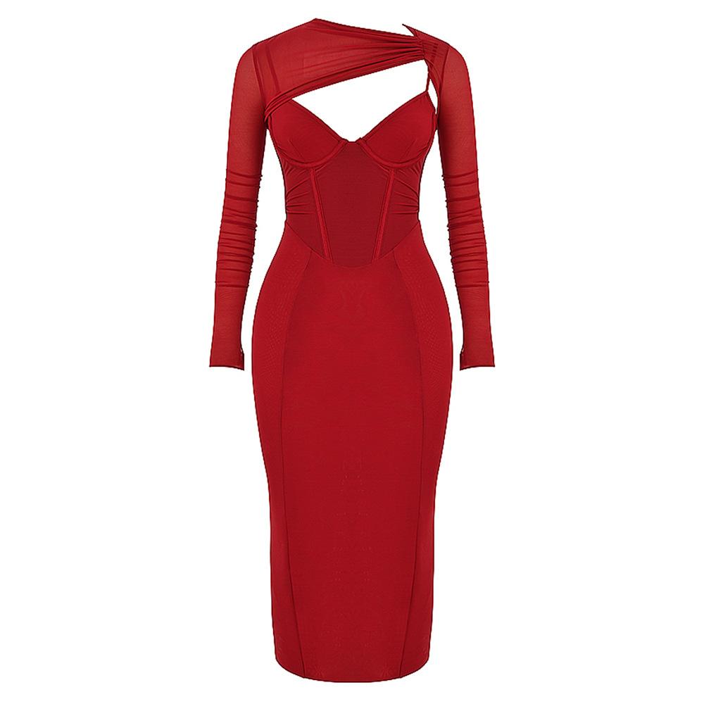 Sexy Designed High Waist Tight Red Party Dresses-Dresses-Free Shipping at meselling99
