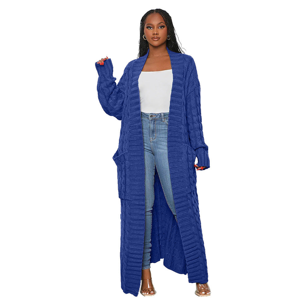 Casual Long Knitting Cardigan Overcoats for Women-Blue-S-Free Shipping at meselling99