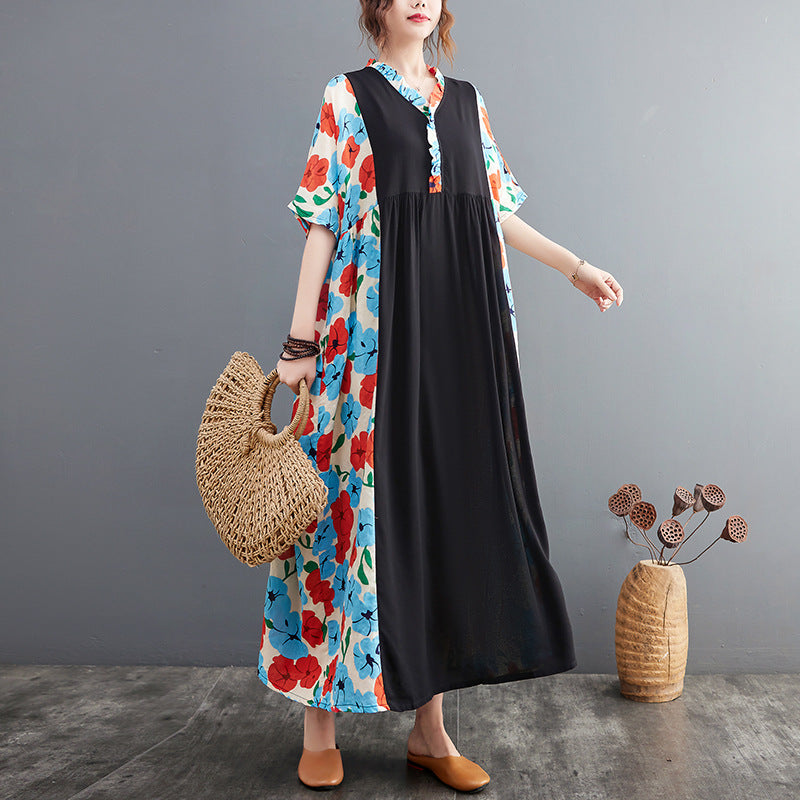 Vintage Short Sleeves Summer Long Cozy Dresses-Dresses-Free Shipping at meselling99