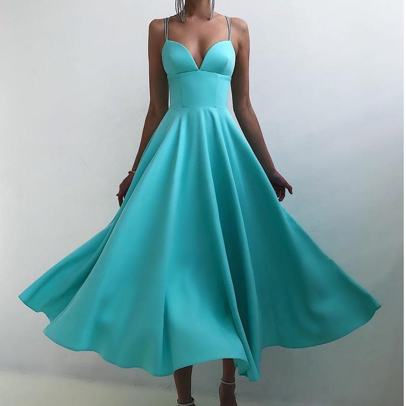 Simple Classy High Waist Summer Dress-Maxi Dresses-Lake Blue-S-Free Shipping at meselling99