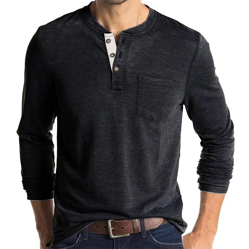 Casual Long Sleeves T Shirts for Men-Shirts & Tops-Dark Gray-S-Free Shipping at meselling99