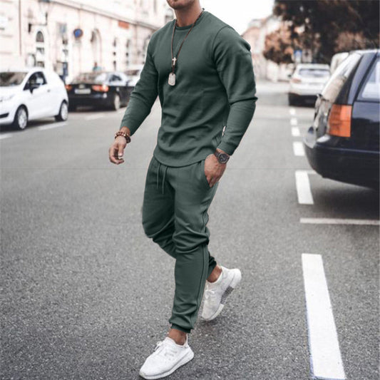 Casual Long Sleeves Men Two Pieces Suits-Green-M-Free Shipping at meselling99