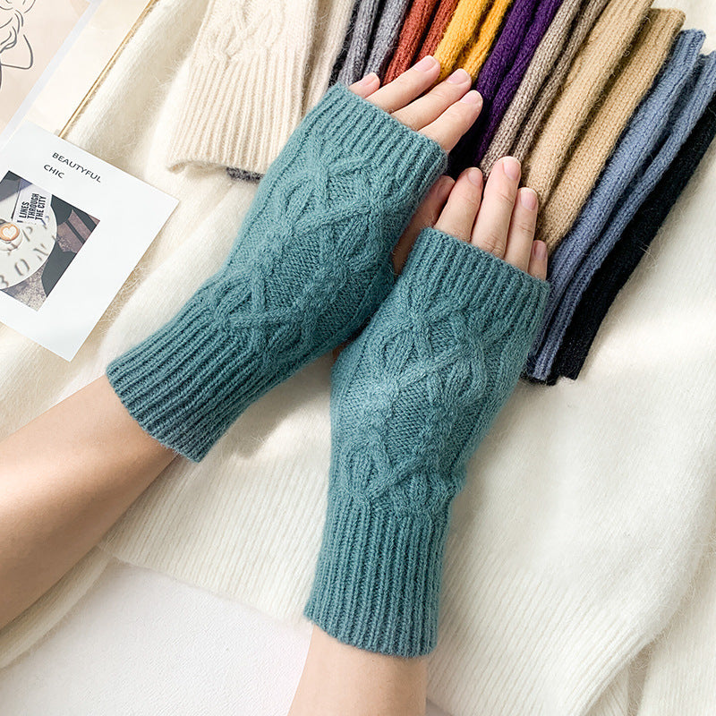 2 pairs/Set Winter Warm Figerless Knitted Gloves-Gloves & Mittens-Light Blue-One Size-Free Shipping at meselling99