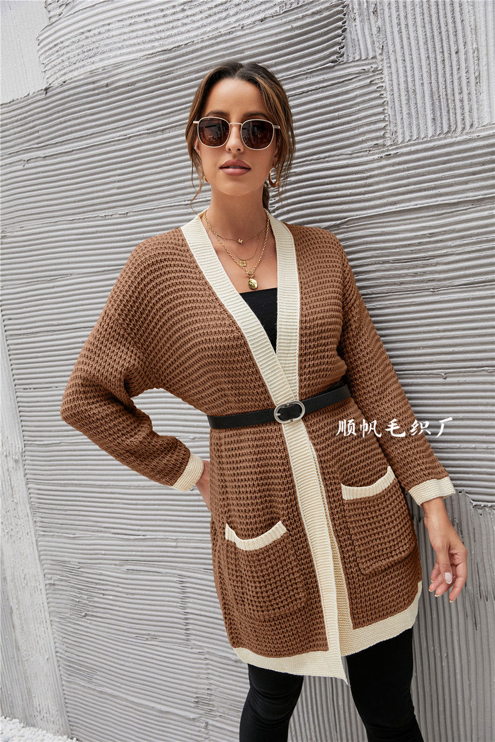 Casual Knitted Long Sleeves Women Overcoat-Shirts & Tops-Coffee-S-Free Shipping at meselling99