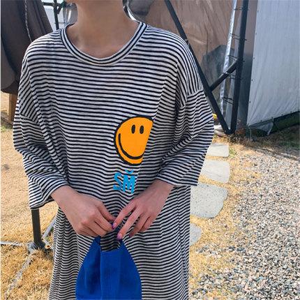 Summer Short Sleeves Striped T Shirt Dress-Maxi Dresses-Free Shipping at meselling99