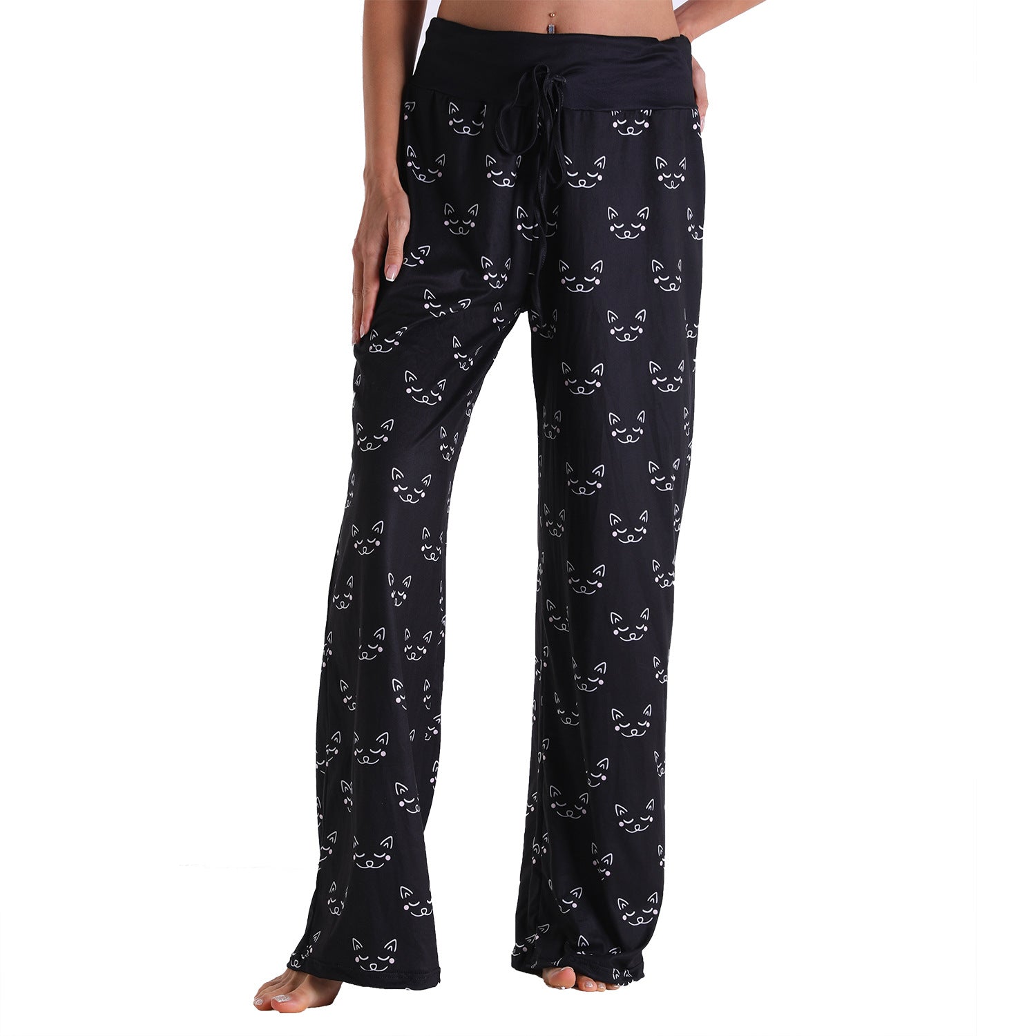 Casual Floral Print Women High Waist Trousers-Pajamas-2014-S-Free Shipping at meselling99