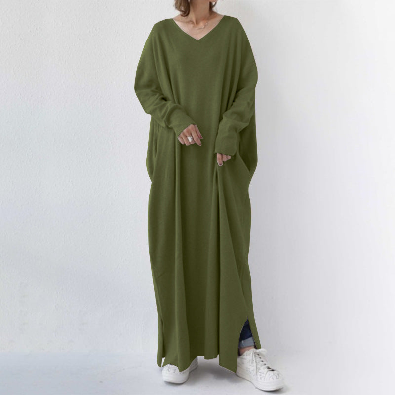 Casual Women Long Cozy Dresses-Dresses-Army Green-S-Free Shipping at meselling99
