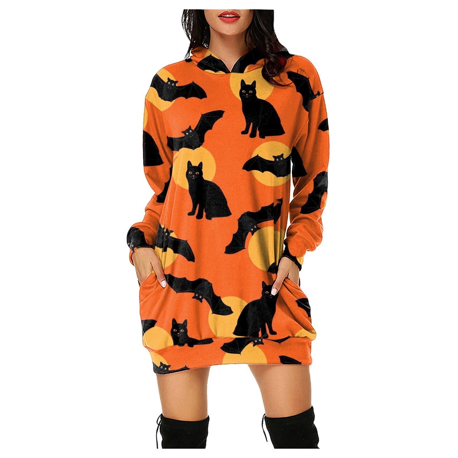 Halloween Pumpkin Design Pullover Hoodies for Women-Shirts & Tops-K-S-Free Shipping at meselling99