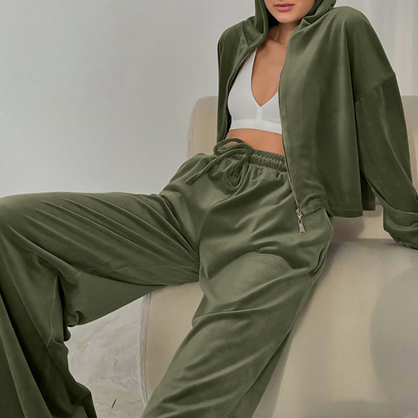 Casual Fashion Pleuch Hoodies & High Waist Pants Women Outfit Sets-Suits-Free Shipping at meselling99
