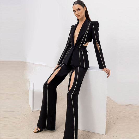 Luxury Designed Hollow Out Two Pieces Women Outfits Set-Outfit Sets-黑色-S-Free Shipping at meselling99