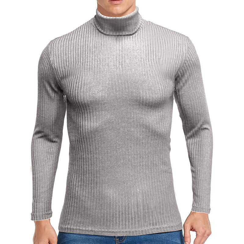 Fall Turtleneck Long Sleeves Knitted Sweaters-Shirts & Tops-Light Gray-S-Free Shipping at meselling99
