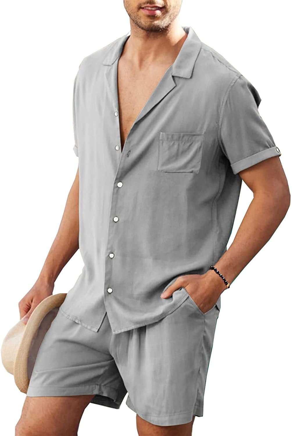 Casual Summer Men's Short Sleeves T Shirts and Shorts-Suits-Gray-M-Free Shipping at meselling99