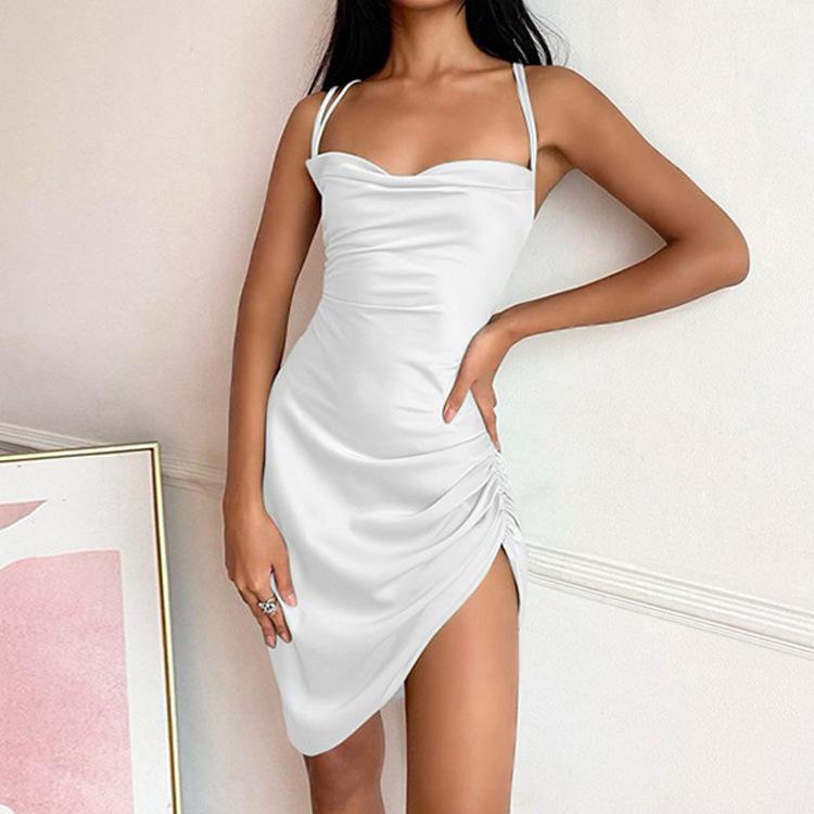 Meselling99 New Arrival Sexy Simple Style Backless Mini Dress-Mini Dresses-Whit e-L-Free Shipping at meselling99