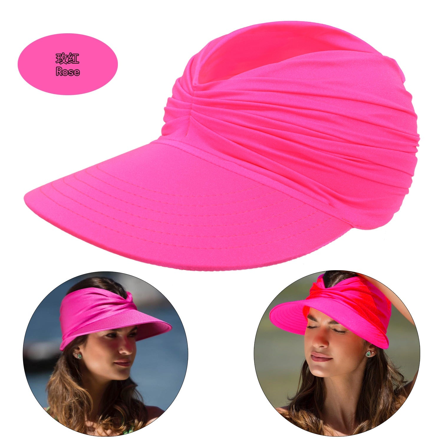 Summer Beach Sun Proof Outdoor Hats 2pcs/Set-Hats-Rose Red-56-65 cm-Free Shipping at meselling99