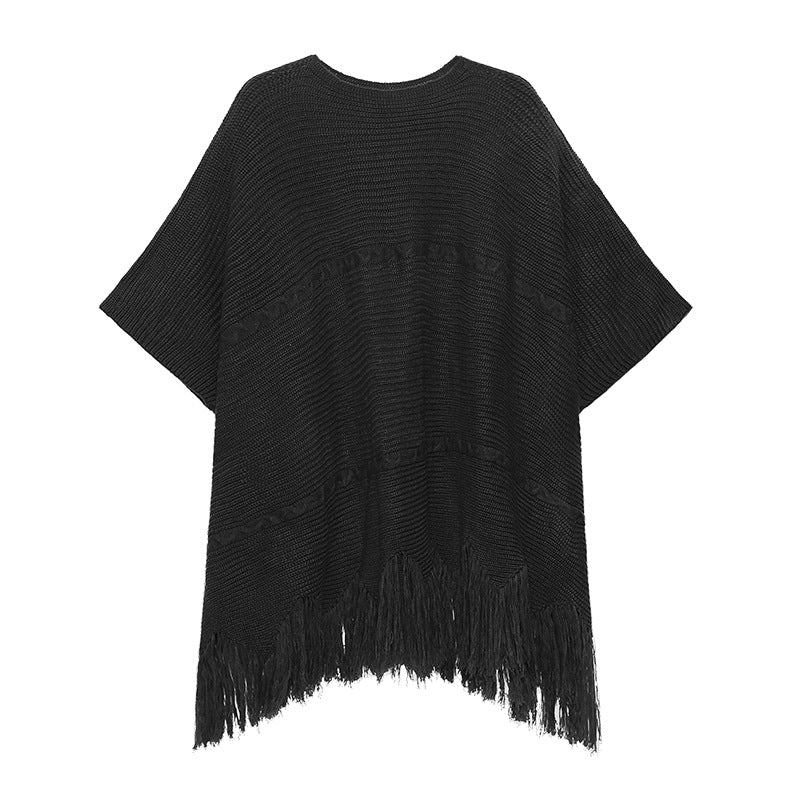 Irregular Women Bat Sleeves Casual Fall Short Knitting Dresses-Black-One Size-Free Shipping at meselling99