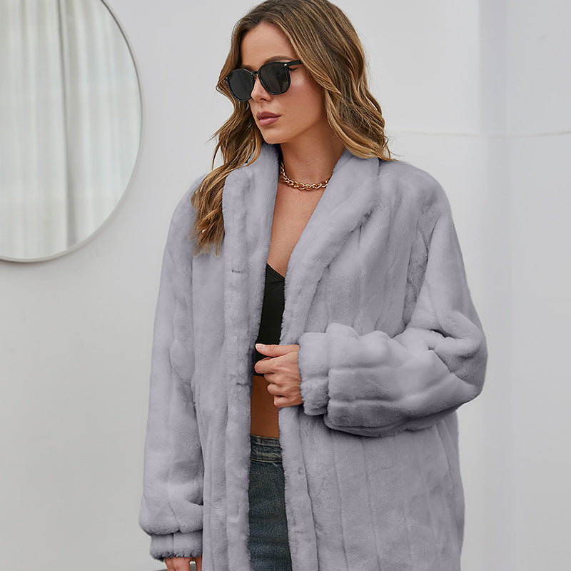 Winter Velvet Artificial Fur Coats for Women-Coats & Jackets-Gray-S-Free Shipping at meselling99