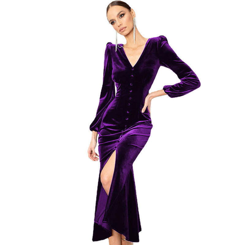 Elegant Fall Long Dresses for Women-Dresses-Purple-S-Free Shipping at meselling99