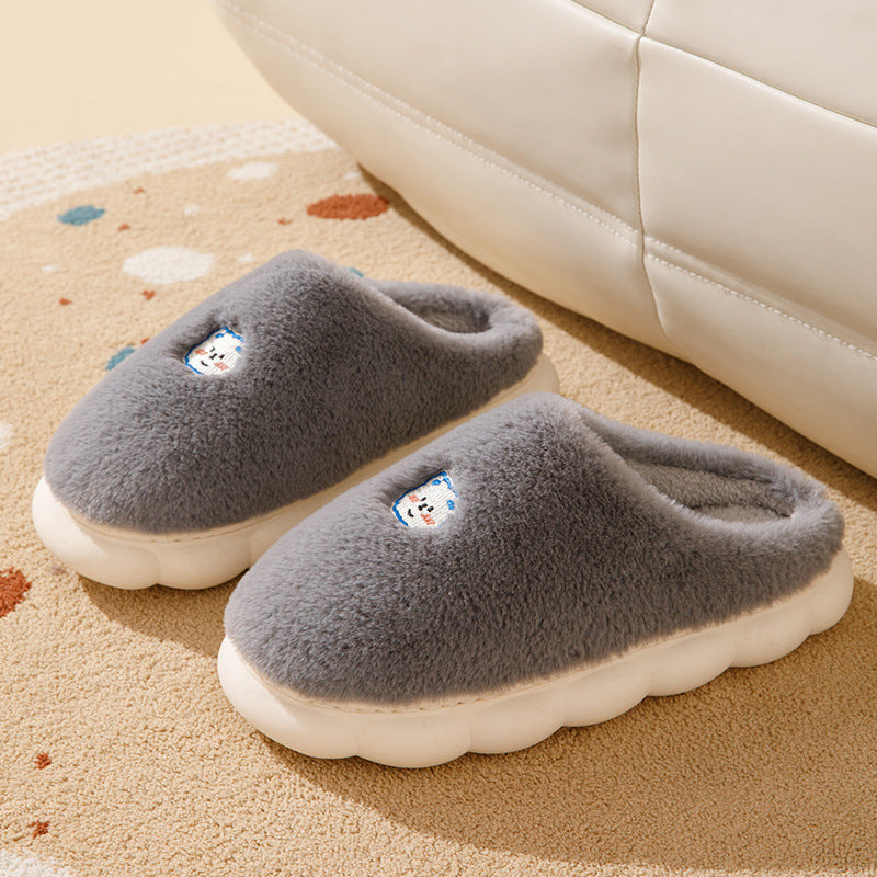 Comfortable Winter Plush Slippers for Couple-Shoes-Gray-40-41-Free Shipping at meselling99