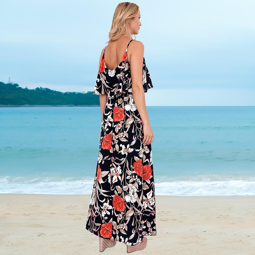 Fashion Women Little Floral Print Long Summer Beach Dresses-Maxi Dresses-Free Shipping at meselling99