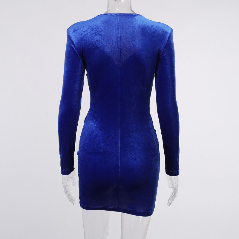 Sexy Women Slim Long Sleeves Suede Bodycon Dresses-Dresses-Free Shipping at meselling99