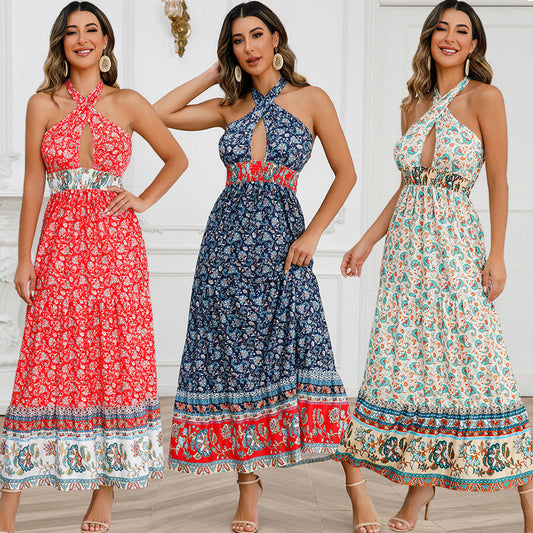Sexy Halter Summer Bohemian Dresses-Dresses-Free Shipping at meselling99