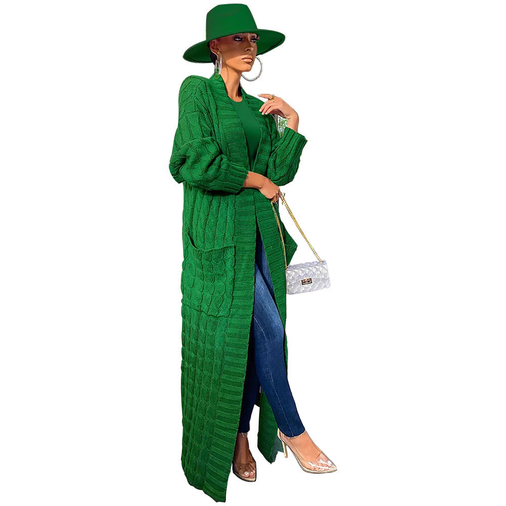 Casual Long Knitting Cardigan Overcoats for Women-Green-S-Free Shipping at meselling99