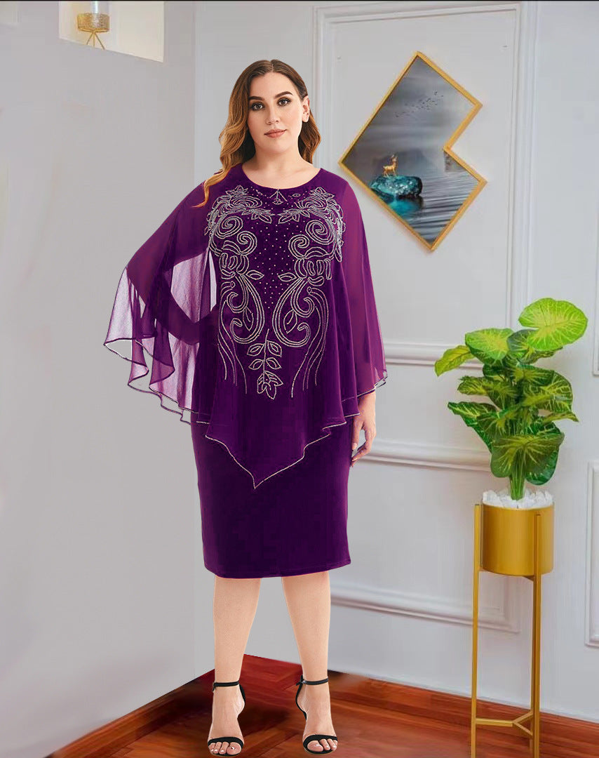 Fashion Chiffon Plus Sizes Dresses-Dresses-Purple-L-Free Shipping at meselling99