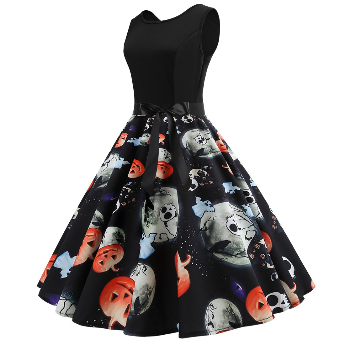 Vintage Pumpkin Skeleton Print Dresses-Vintage Dresses-Free Shipping at meselling99