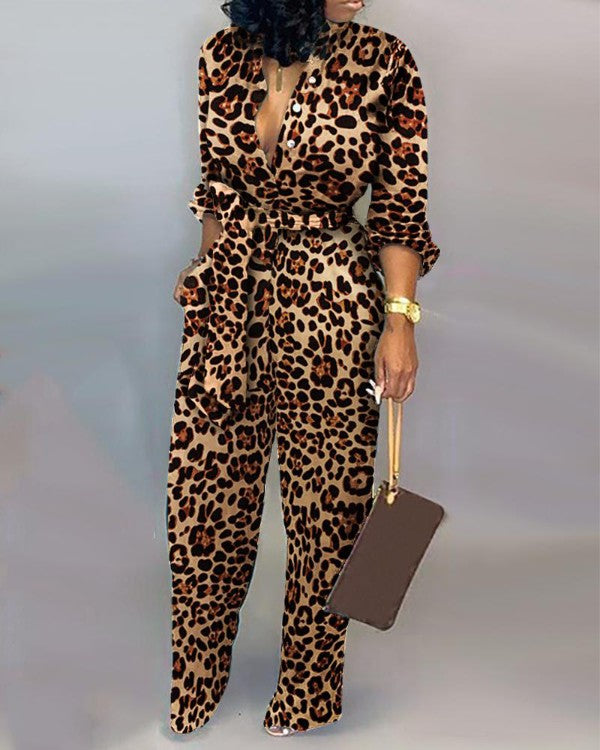 New Sexy Letter Print Women Jumpsuits-S-Leopard-Free Shipping at meselling99
