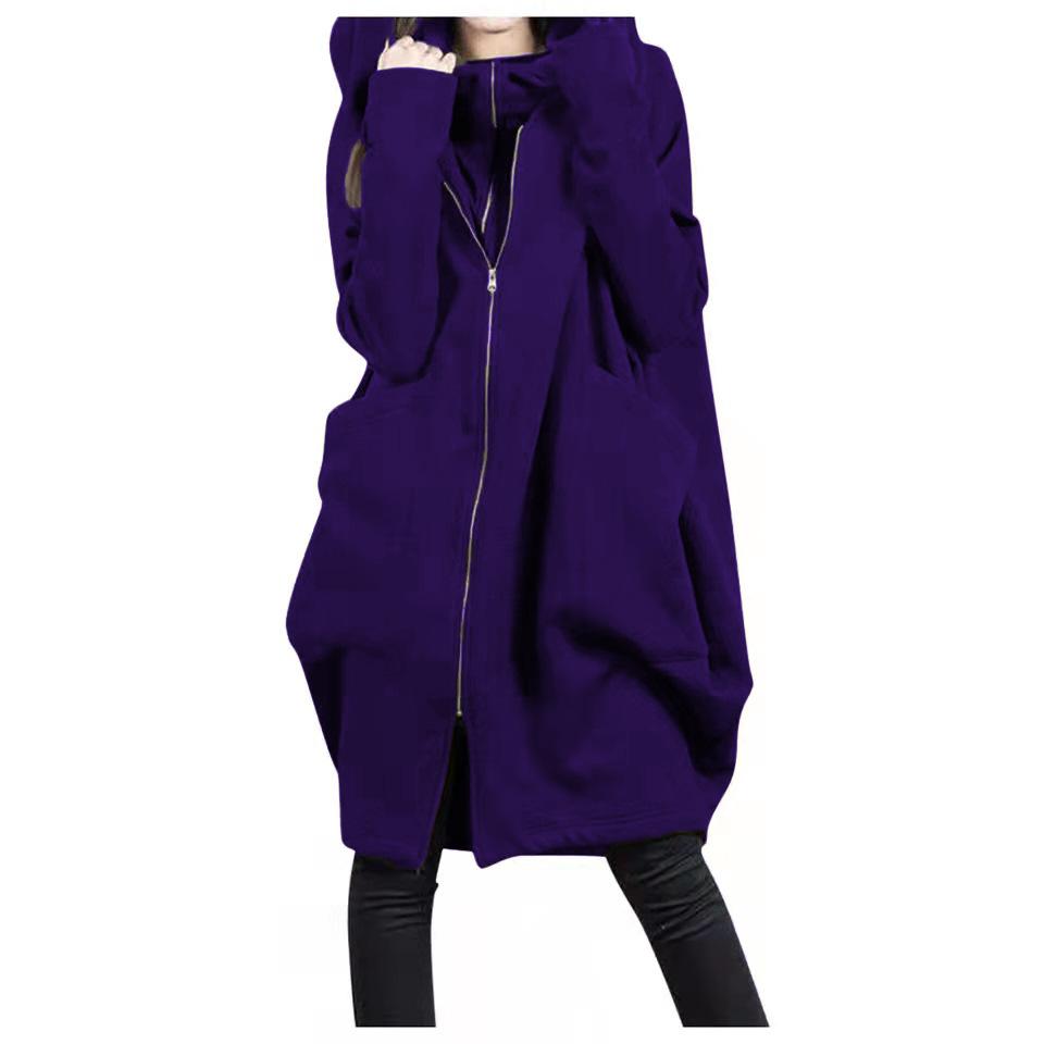 Casual Women Winter Zipper Hoodies Overcoat-Purple-S-Free Shipping at meselling99