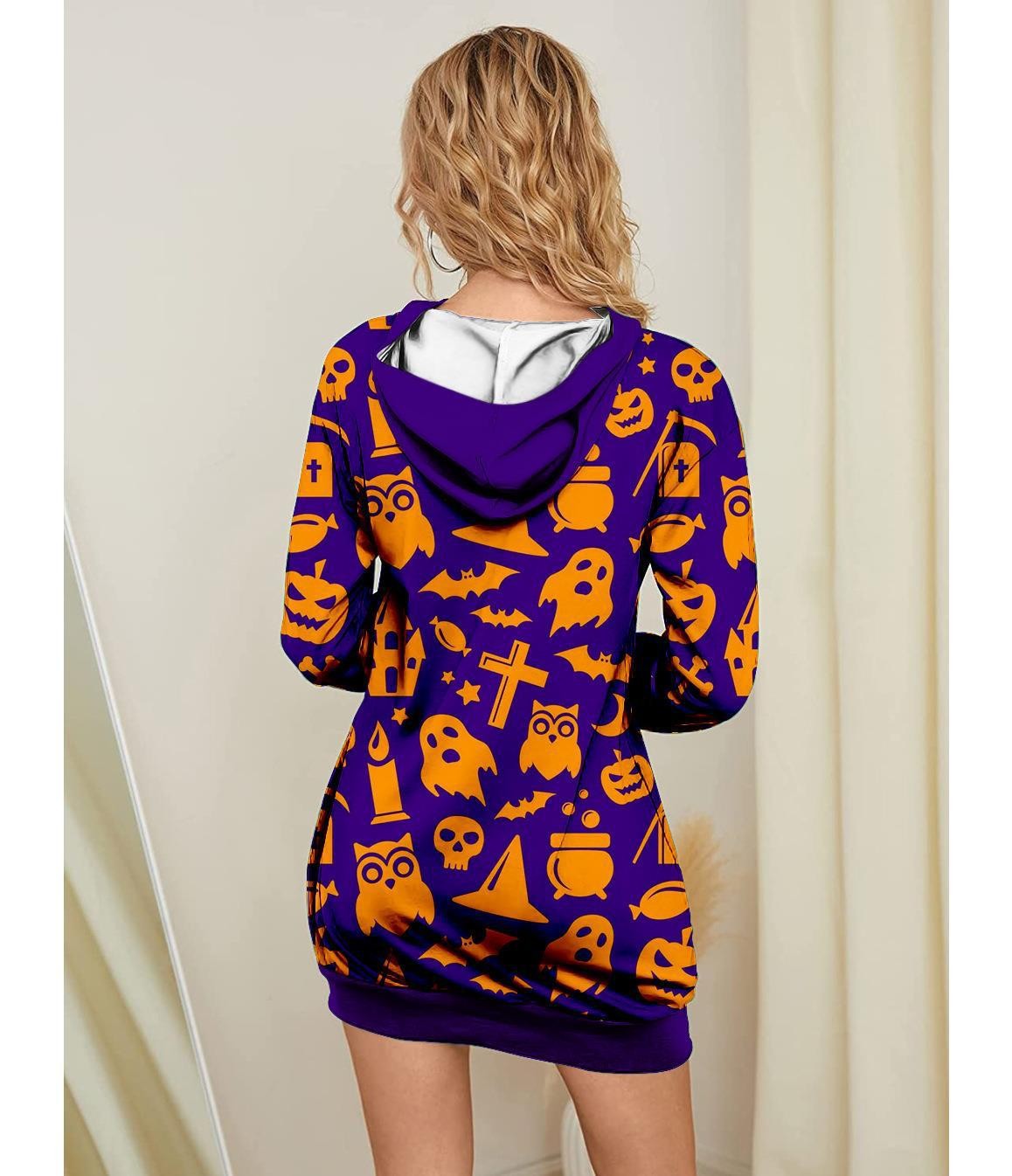 Halloween Pumpkin Design Pullover Hoodies for Women-Shirts & Tops-Free Shipping at meselling99