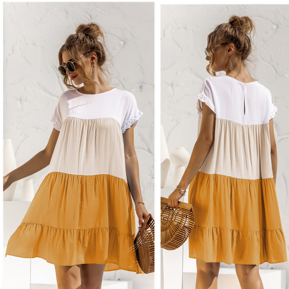 Summer Leisure Ruffled Daily Short Dresses-Mini Dresses-Free Shipping at meselling99