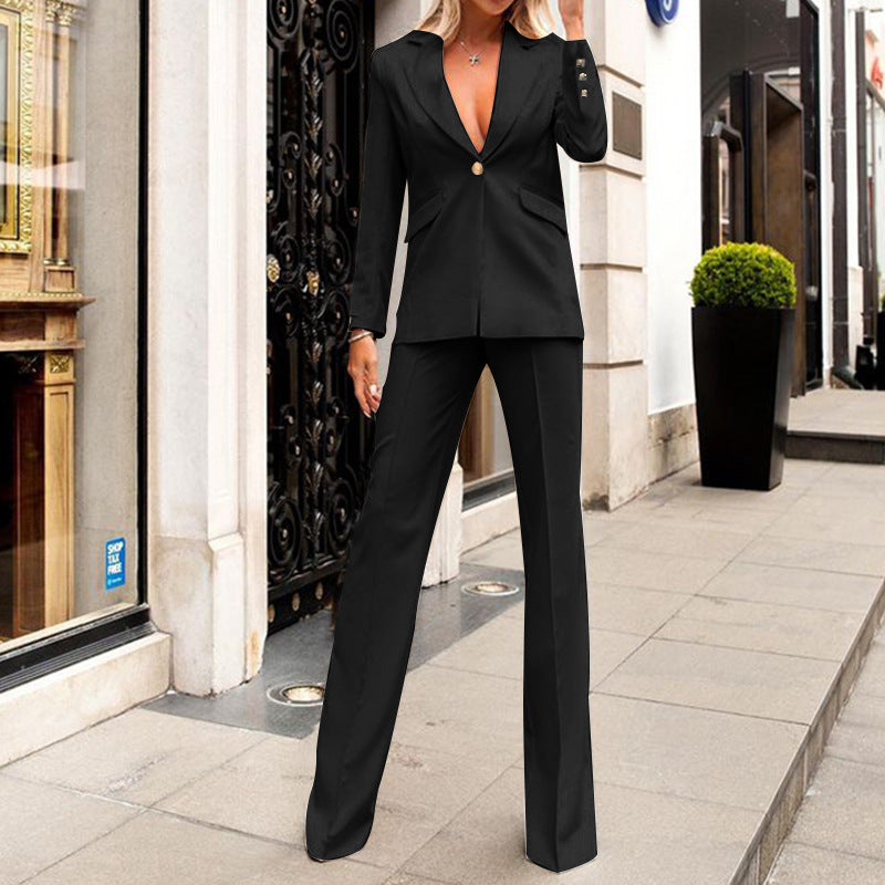 Formal Fashion Office Lady Fall Blazer Sets-Black-S-Free Shipping at meselling99