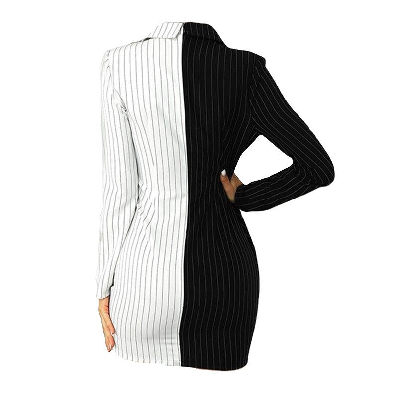 Office Lady Striped Contrast Color Mini Length Dresses-Dresses-Free Shipping at meselling99