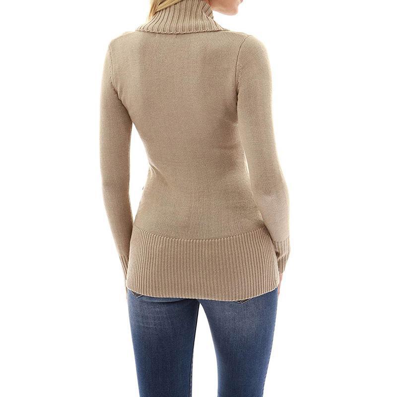 Fall/winter V Neck Khaki Tight Sweaters-Shirts & Tops-Free Shipping at meselling99
