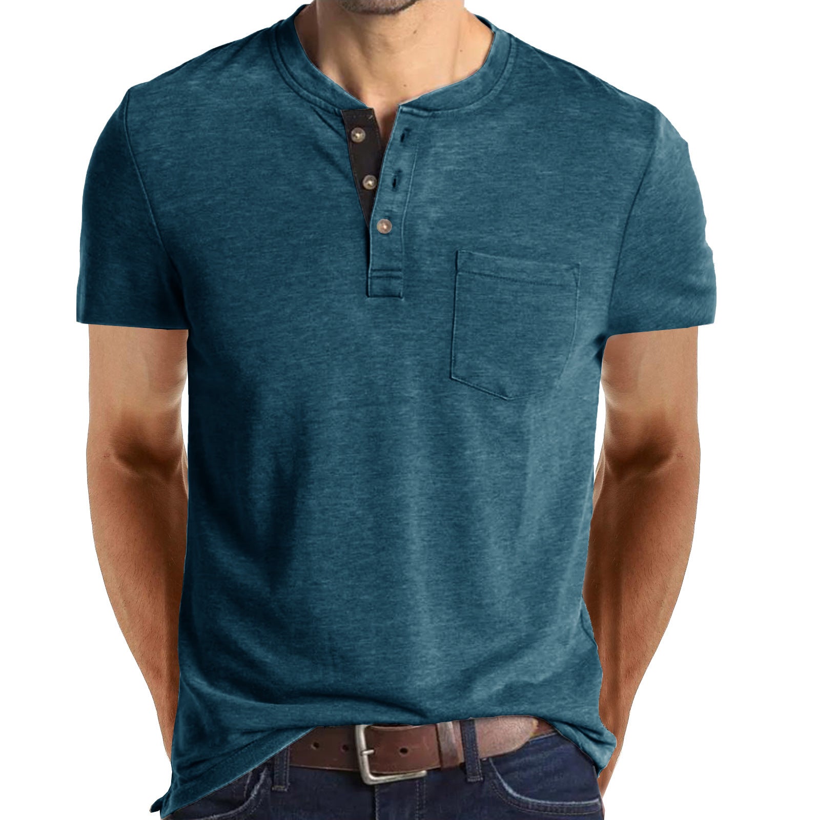 Casual Summer Short Sleeves Men T Shirts-Shirts-Blue-S-Free Shipping at meselling99