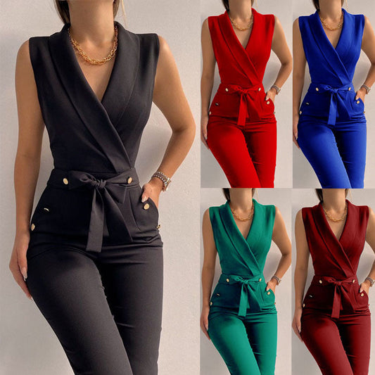 Sexy Sleeveless Office Lady Jumpsuits-Suits-Free Shipping at meselling99