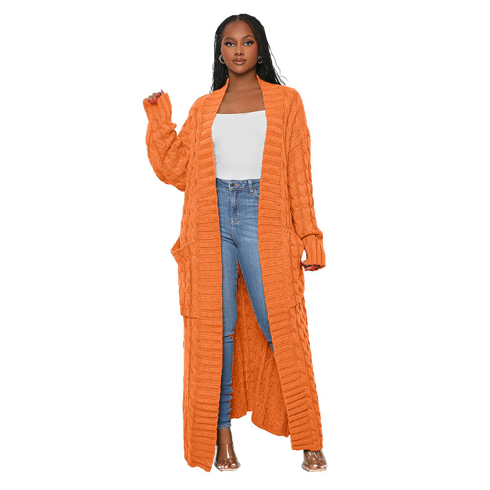Casual Long Knitting Cardigan Overcoats for Women-Orange-S-Free Shipping at meselling99