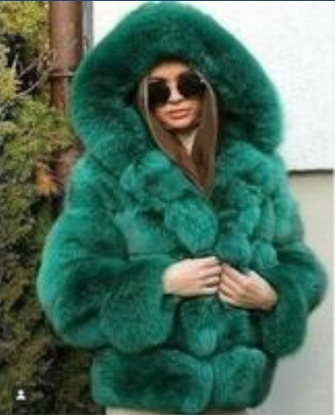 Winter Warm Artificial Fox Fur Overcoat for Men-Outerwear-Green-S-Free Shipping at meselling99